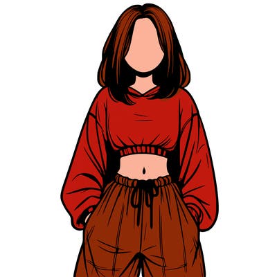 realistic girl faceless with baggy pants and a crop top