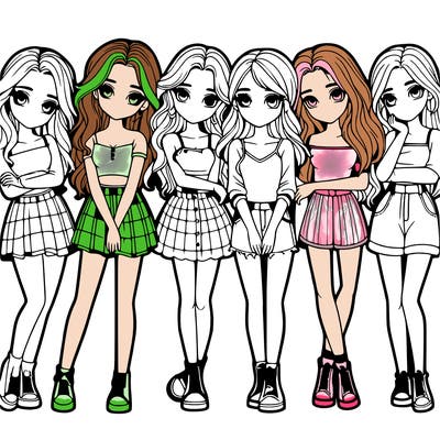 a group of girls realistic