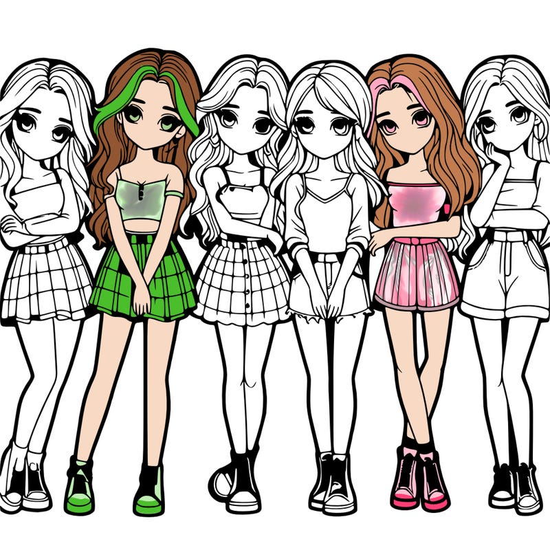 a group of girls realistic