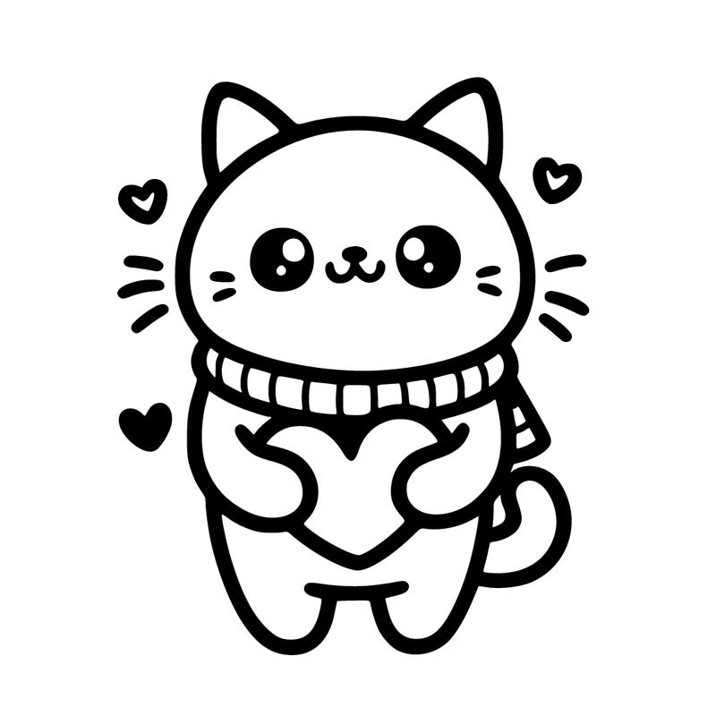 cat holding heart *cute*