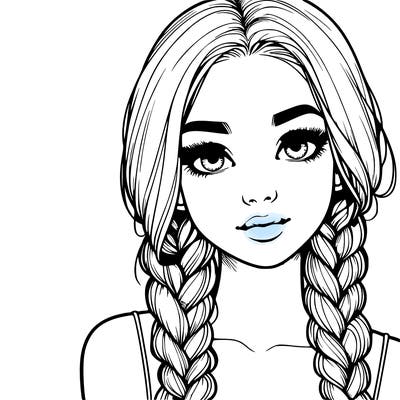 realistic girl with braids