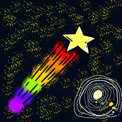 a shooting star in the sky