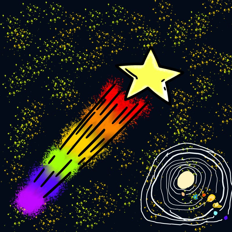 a shooting star in the sky