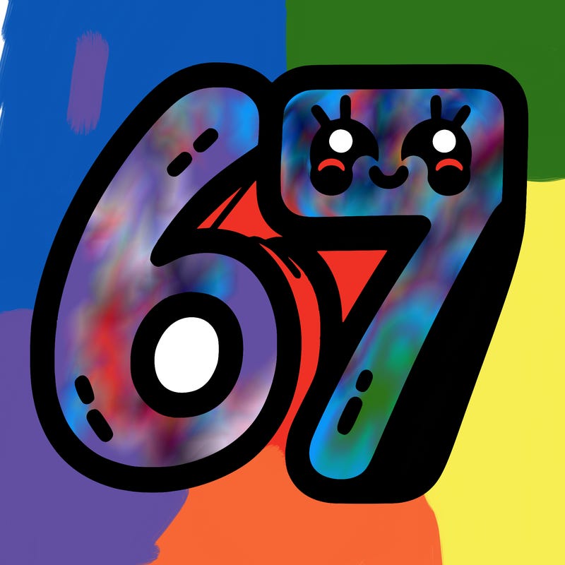 the numbers 67