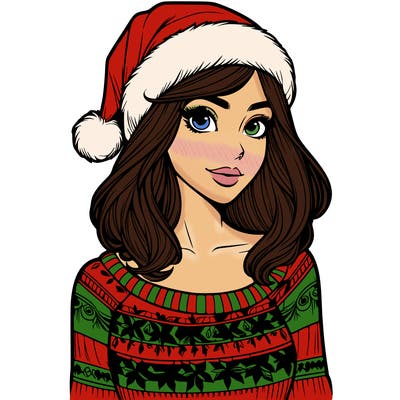 realistic lady in a christmas sweater
