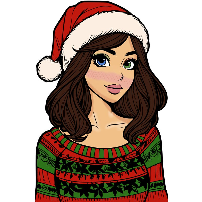 realistic lady in a christmas sweater