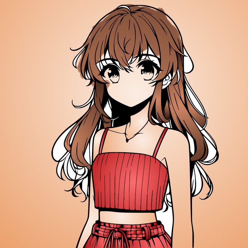 anime girl wearing crop top