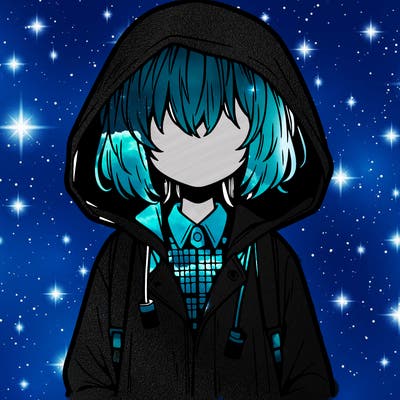 little anime girl in a raincoat her hair is covering her eyes she has a lighter