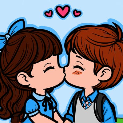 boy and girl kissing