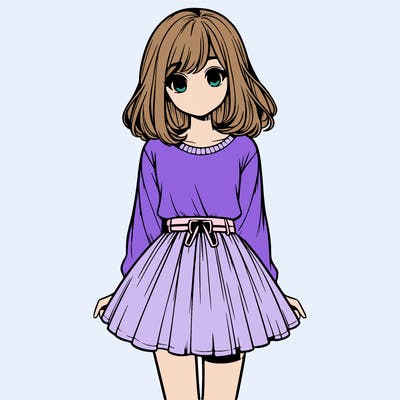 realistic girl with a skirt on