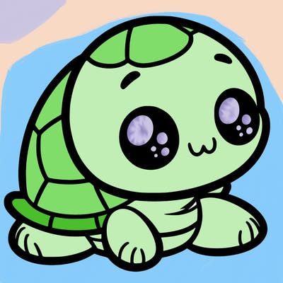 cute little animated turtle