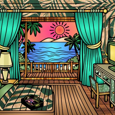 hotel room view of the beach