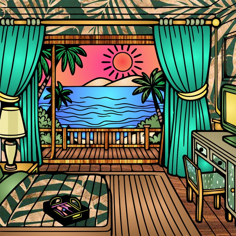 hotel room view of the beach