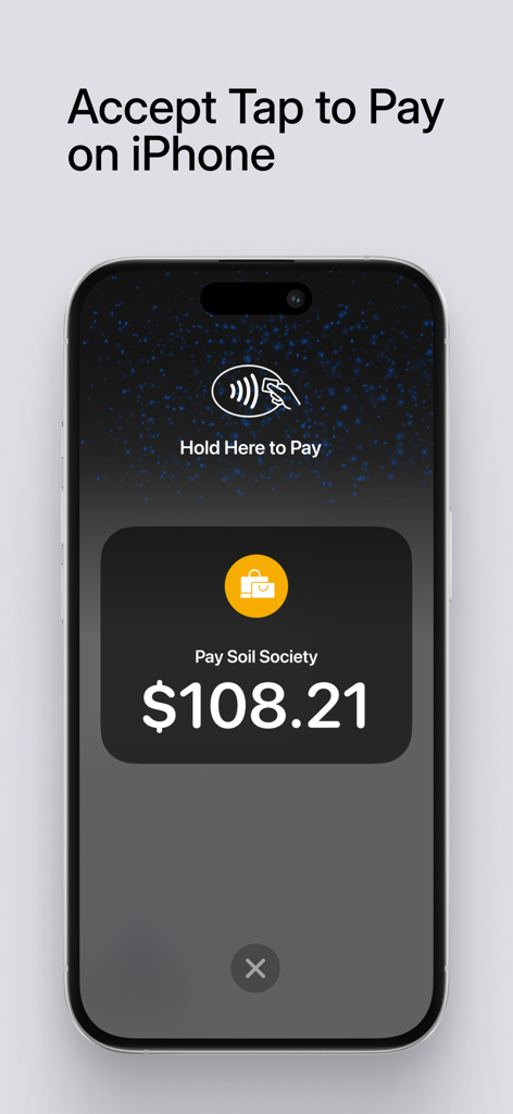 Shopify POS画面。iPhoneでのタップペイによる小売取引が表示されています。