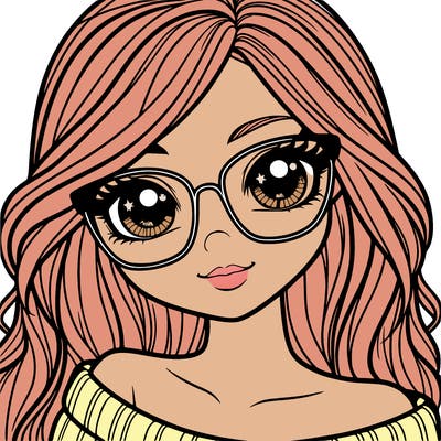 girl with beautiful eyes, hair, and glasses
