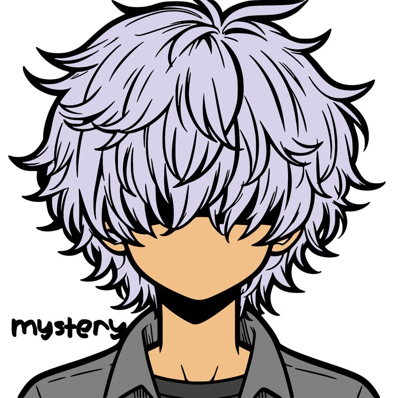 manga boy fluffy hair covering his eyes