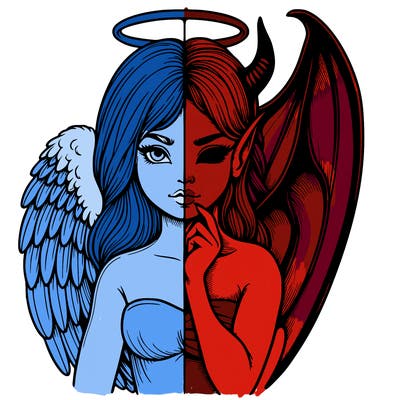 realistic angel half demon