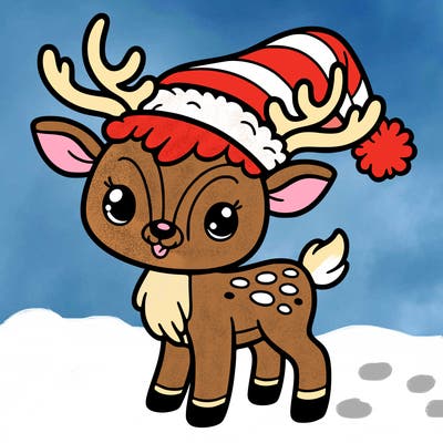 christmas reindeer with santa hat