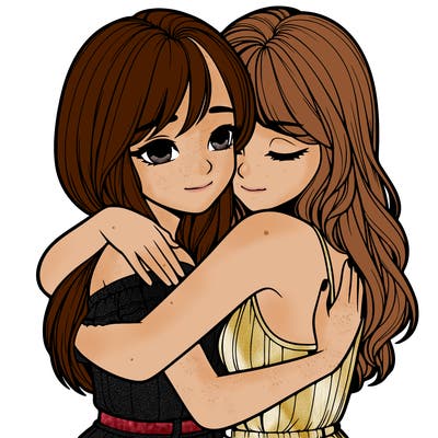 realistic girls hugging