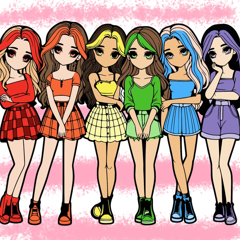 a group of girls realistic