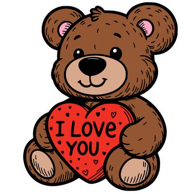 teddy bear holding an i love you heart