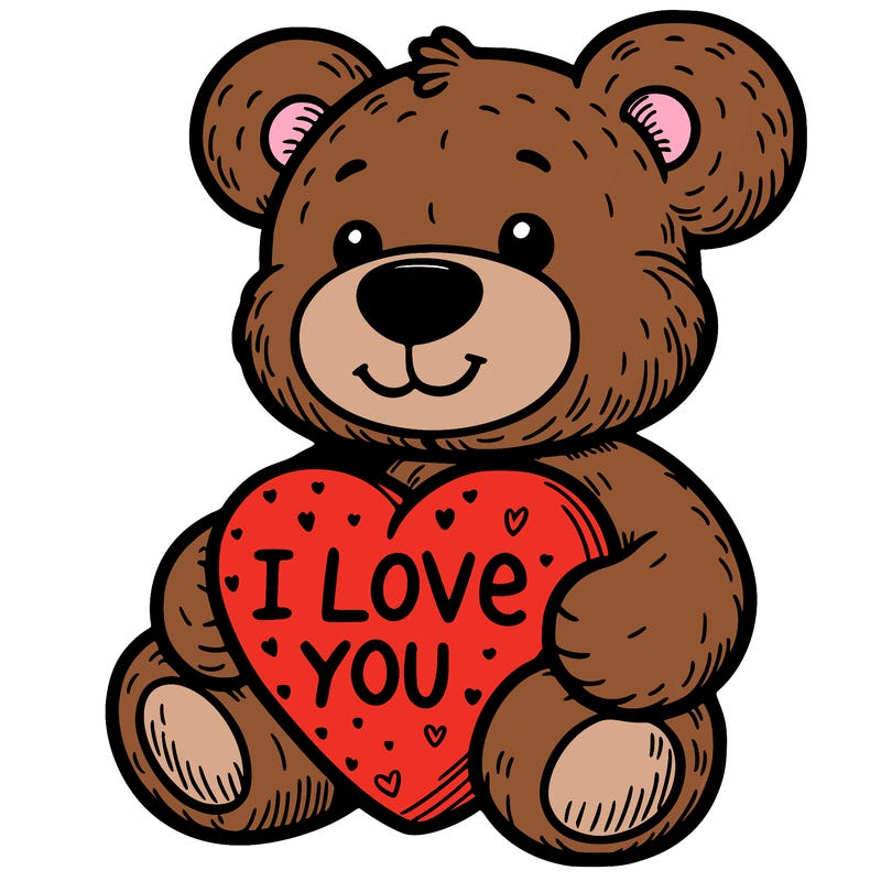 teddy bear holding an i love you heart
