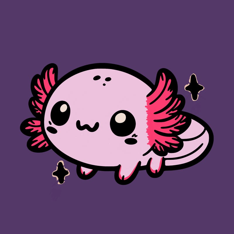 cute easy baby axolotl