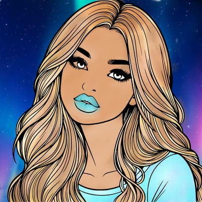 realistic girl with hair on her hair and lips