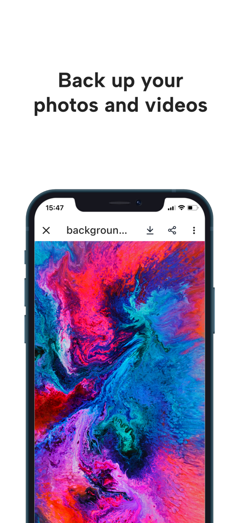 Files.fm Cloud storage - Files fm app screen showing photo and video backup feature