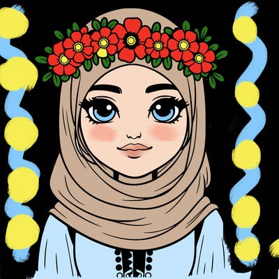 realistic girl with flower crown