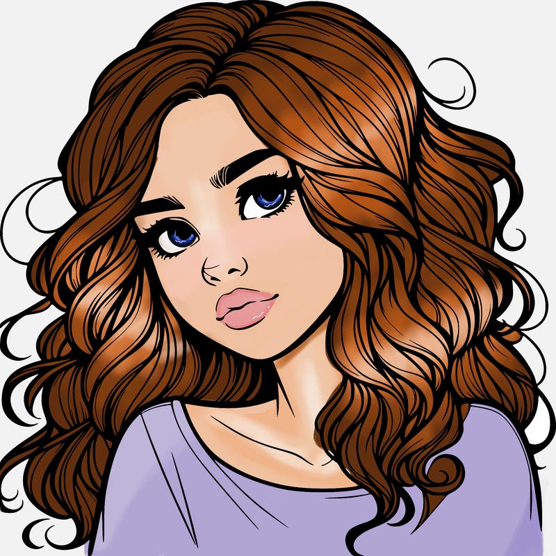 realistic girl with wavy hair on her hair