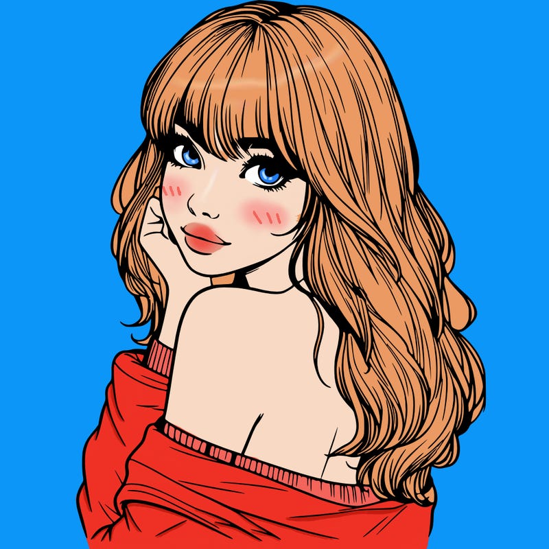 realistic girl with bangs looking over her shoulder