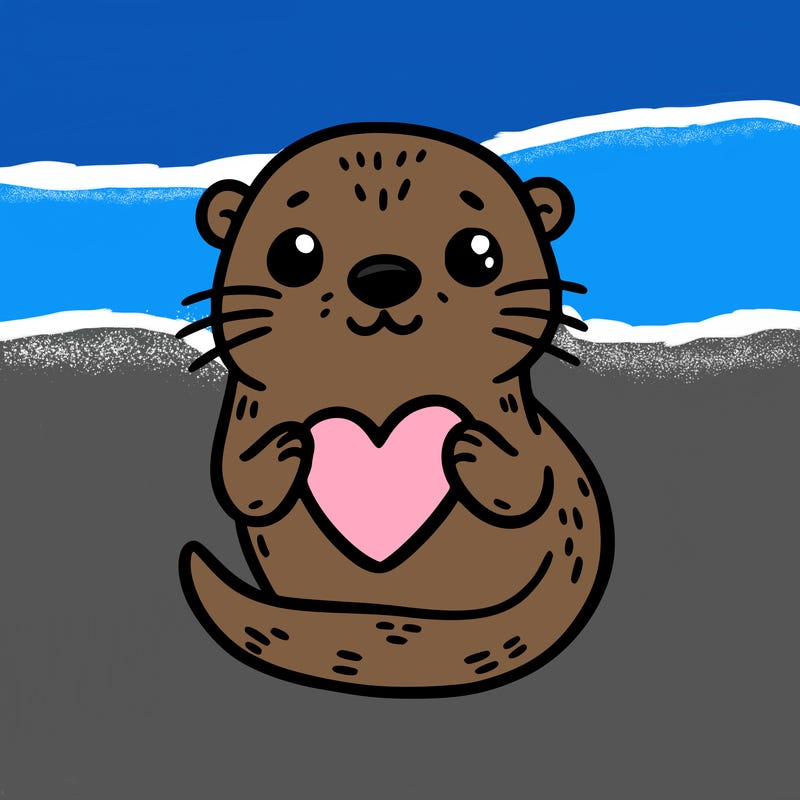 otter with a heart