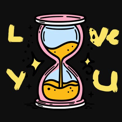 hour glass with sand falling into water pool on bottom level symbolizing air and water signs