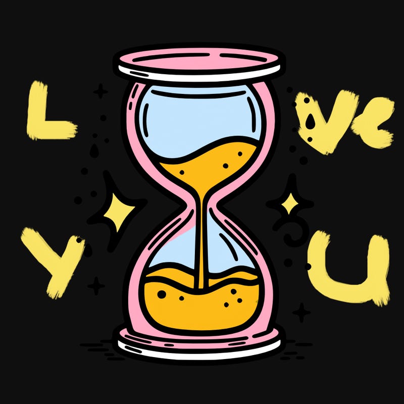 hour glass with sand falling into water pool on bottom level symbolizing air and water signs