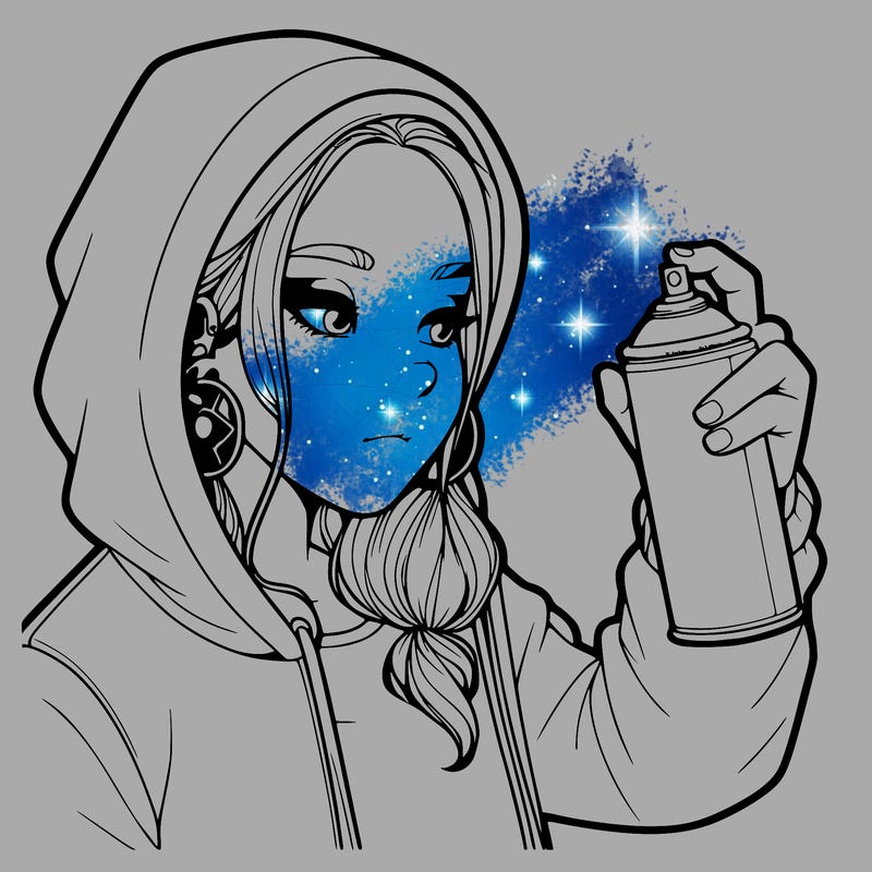 a realistic girl, spray painting