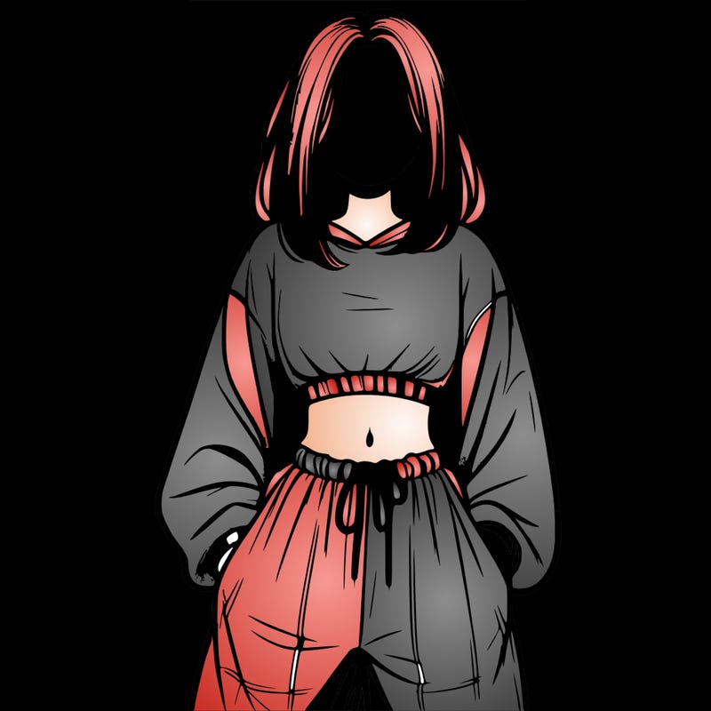 realistic girl faceless with baggy pants and a crop top