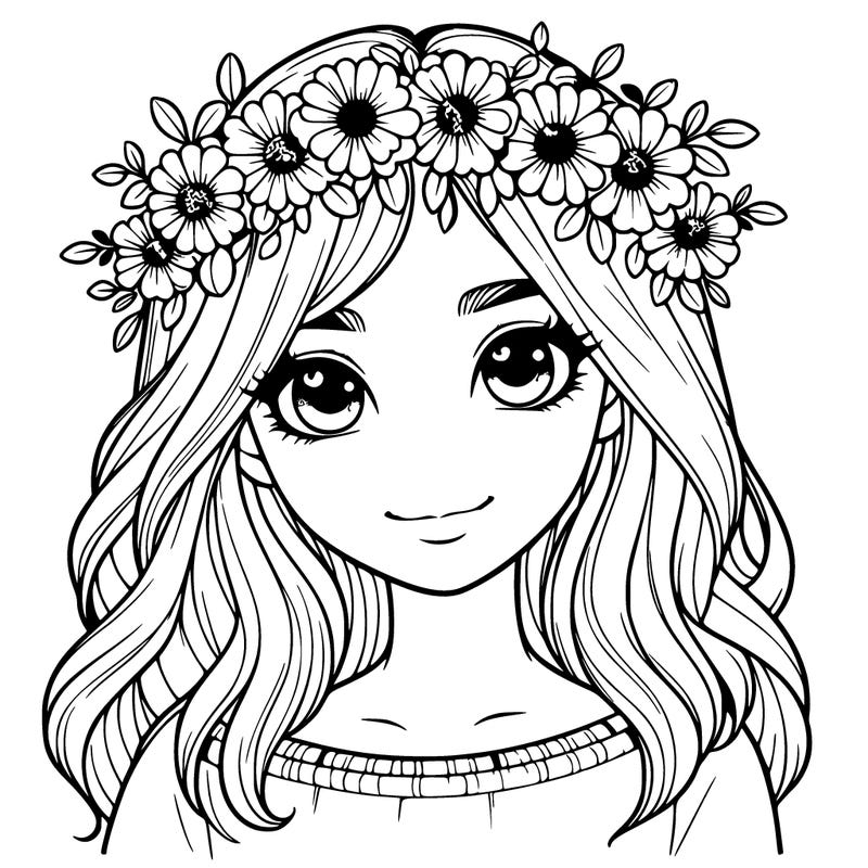 realistic girl with flower crown