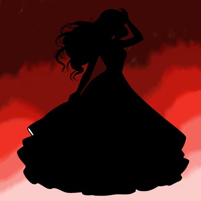 realistic woman with dress flowing in the wind