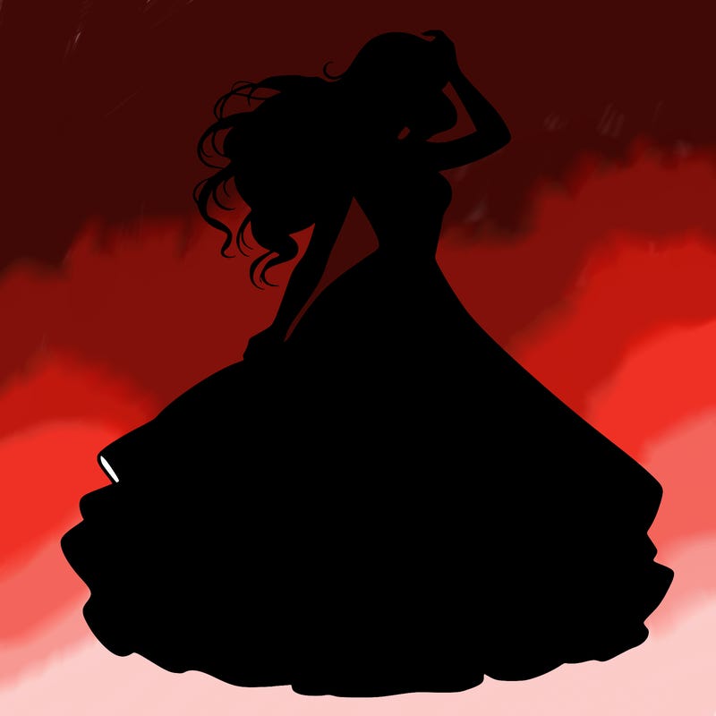 realistic woman with dress flowing in the wind