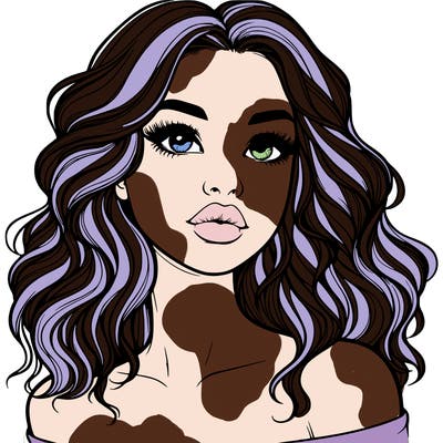 realistic girl with wavy hair and lips