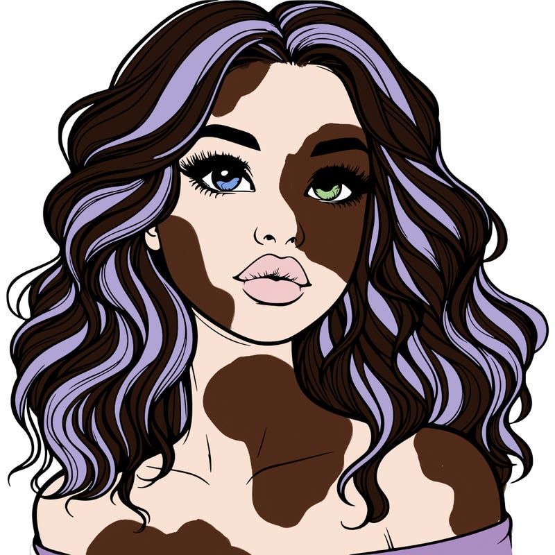 realistic girl with wavy hair and lips