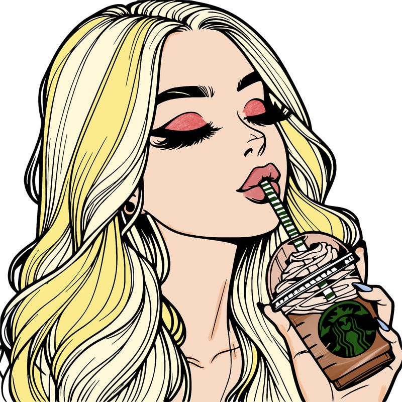 realistic girl drinking starbucks