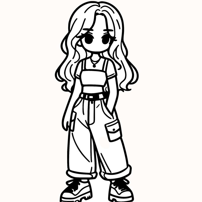 girl in crop top and baggy pants