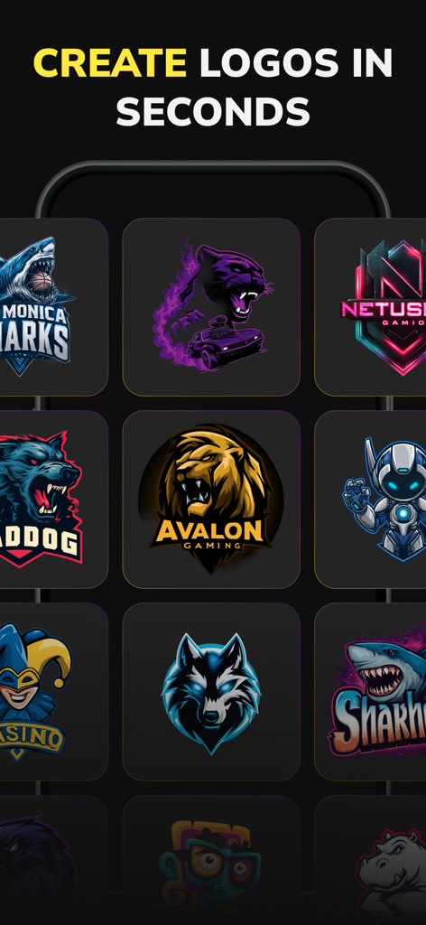 A collection of AI generated mascot logos for gaming and personal brands