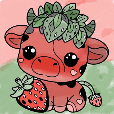 cute strawberry cow
