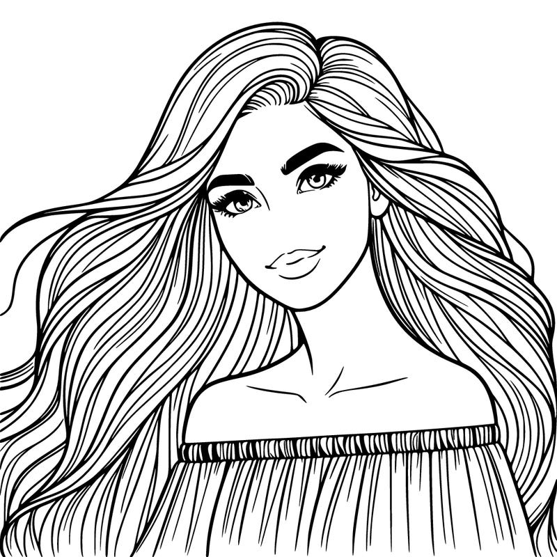 realistic beautiful woman with long hair