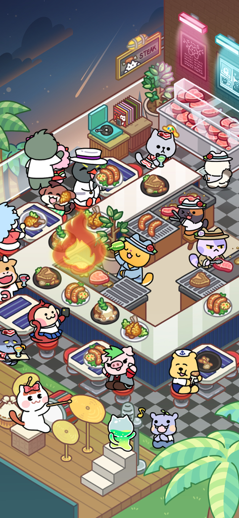 Catstaurant : Cat Chefs - 활기찬 스테이크하우스 레스토랑에서 동물 손님에게 요리하는 고양이 셰프들.