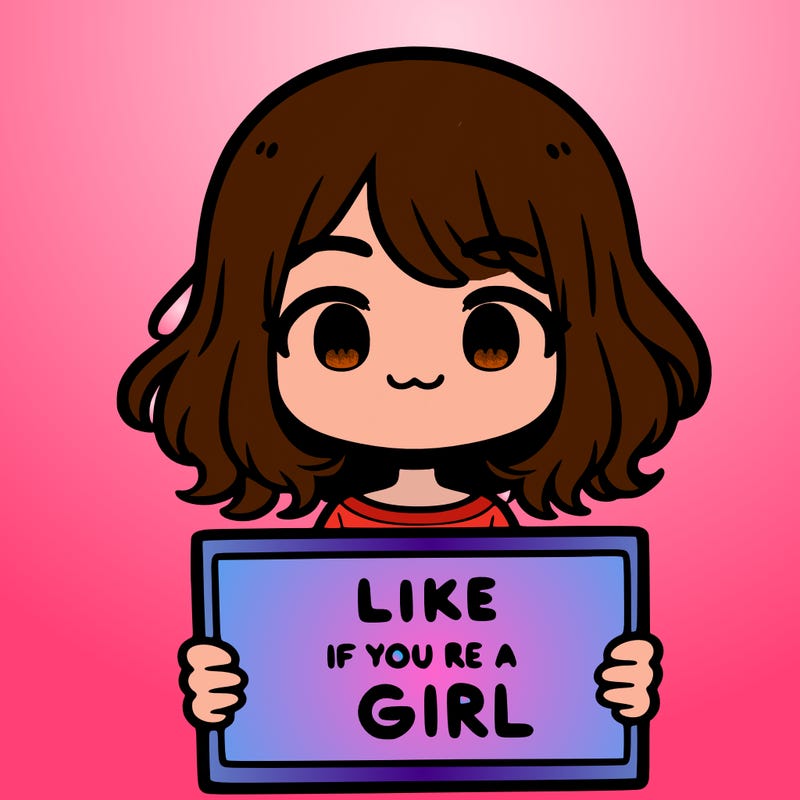 a cute girl holding a sign that says like if you’re a girl