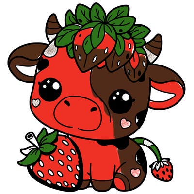 cute strawberry cow